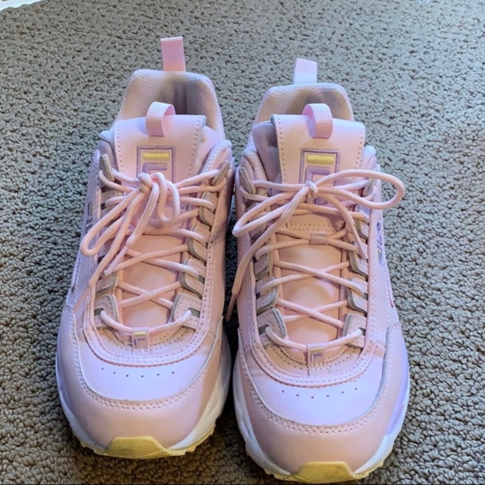 Pink fila disrupters shoes